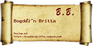 Bogdán Britta névjegykártya